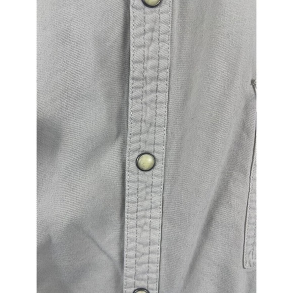 Lucky Brand Shirt Men's XL Gray Pearl Snap Short Sleeve Button Up Washed & Worn - Picture 6 of 11